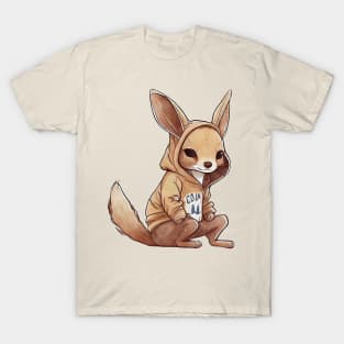 Cartoon Kangaroo Wearing Hoodie T-Shirt